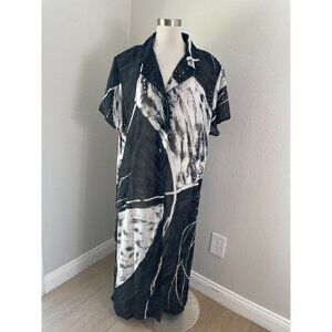 NEW Mille Gabrielle Womens Plus 24 Abstract Black White Long Tunic Top Lagenlook